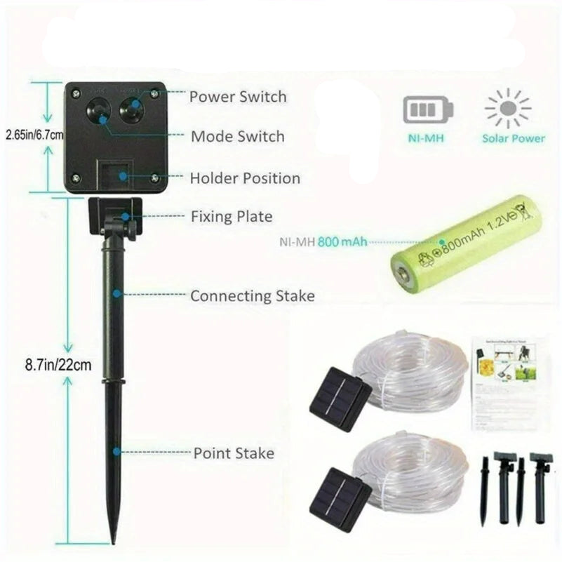 LED Solar String Lights 50/100LED Waterproof Rope Fairy Lights for Outdoor Garden and Patio Decor