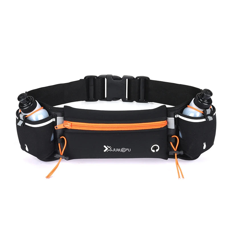 Running Waist Pack with Phone Pocket Dual Bottle Holders Marathon Running Fitness Sports Belt Bag