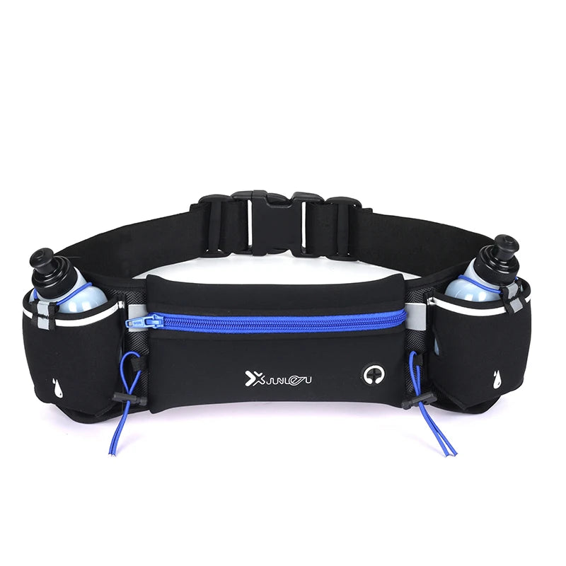 Running Waist Pack with Phone Pocket Dual Bottle Holders Marathon Running Fitness Sports Belt Bag