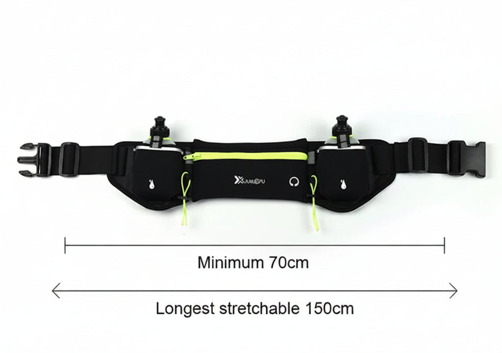 Running Waist Pack with Phone Pocket Dual Bottle Holders Marathon Running Fitness Sports Belt Bag