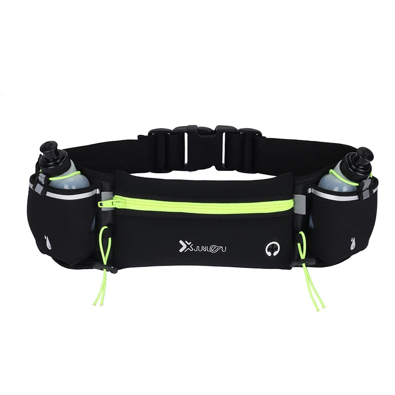 Running Waist Pack with Phone Pocket Dual Bottle Holders Marathon Running Fitness Sports Belt Bag