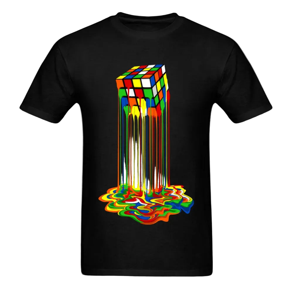 Rainbow Abstraction Melted Image Cotton T-Shirt for Men – Vibrant, Comfortable, and Stylish