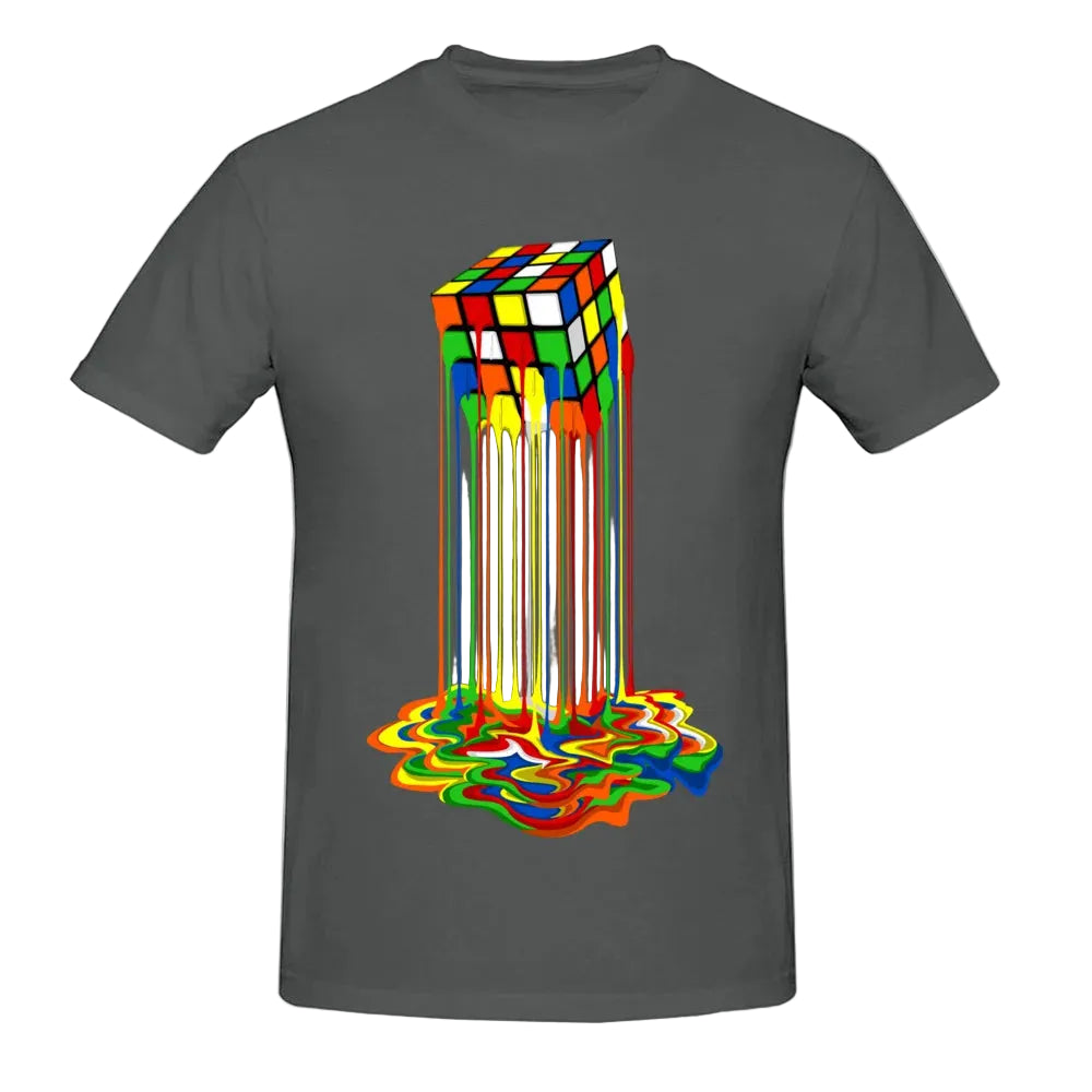 Rainbow Abstraction Melted Image Cotton T-Shirt for Men – Vibrant, Comfortable, and Stylish