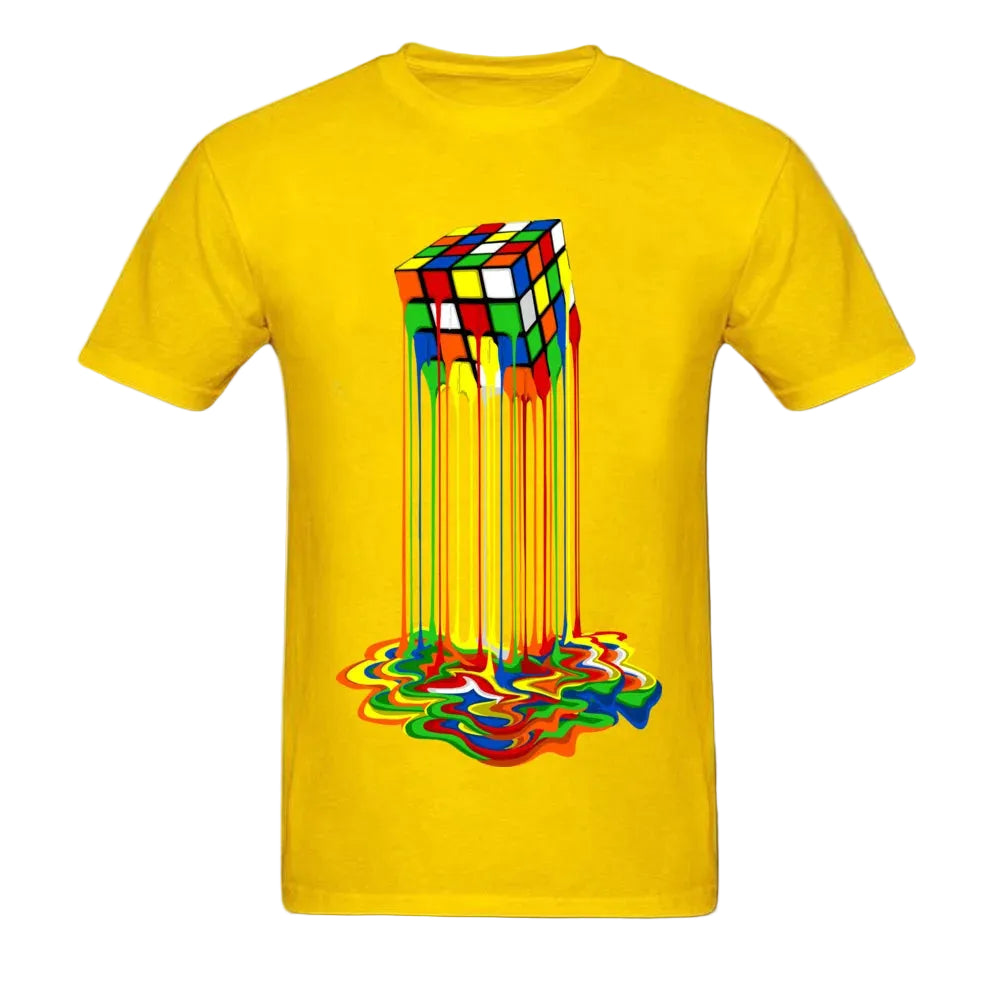 Rainbow Abstraction Melted Image Cotton T-Shirt for Men – Vibrant, Comfortable, and Stylish