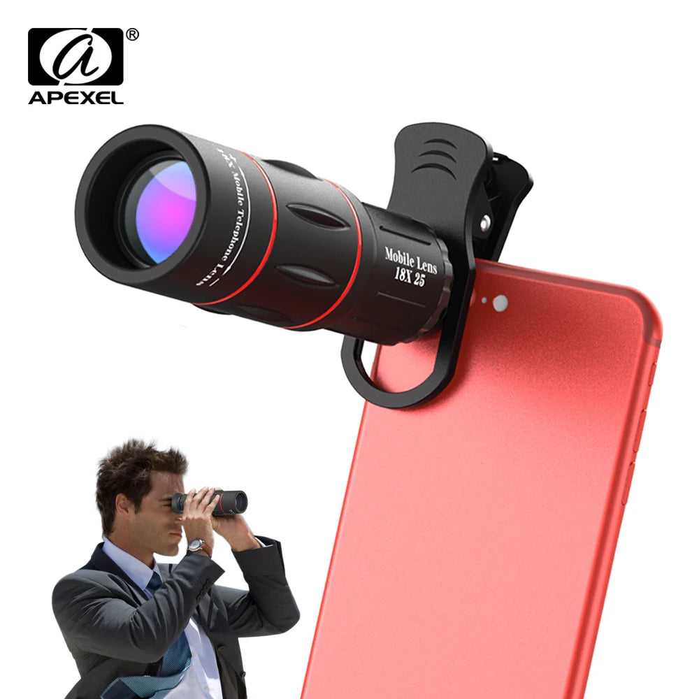 APEXEL 18X Universal Zoom HD Telephoto Lens – Mobile Phone Monocular Camera Accessory