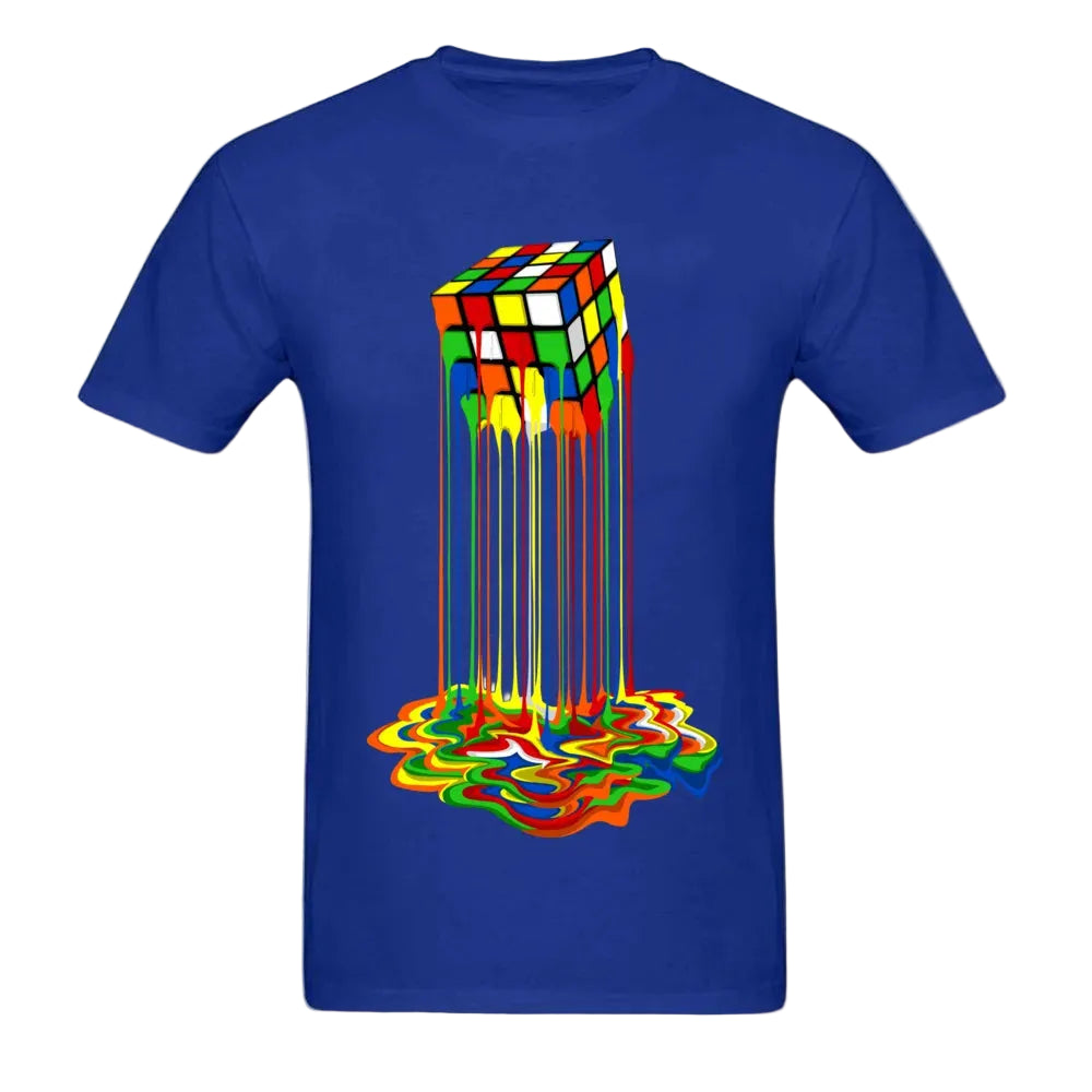 Rainbow Abstraction Melted Image Cotton T-Shirt for Men – Vibrant, Comfortable, and Stylish