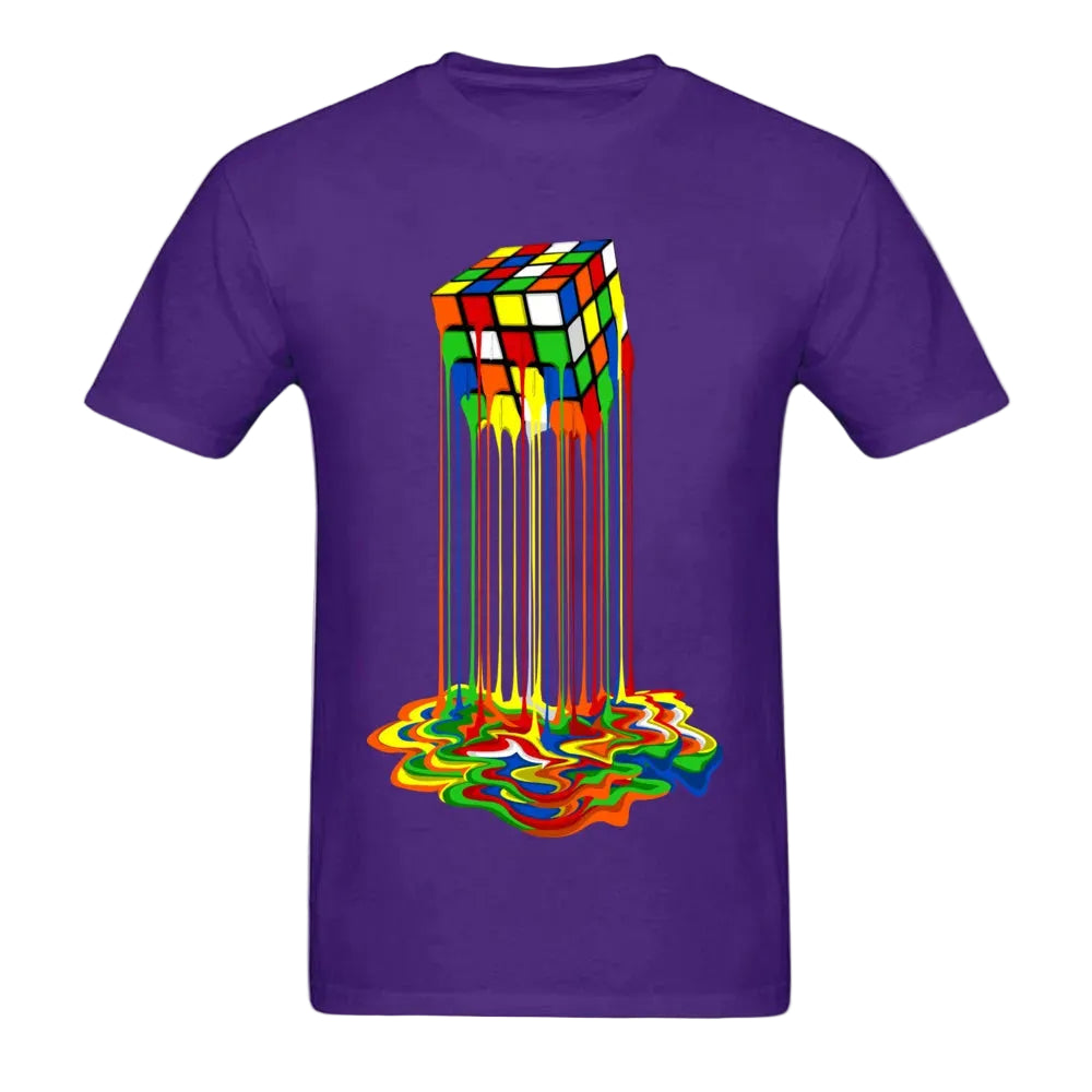 Rainbow Abstraction Melted Image Cotton T-Shirt for Men – Vibrant, Comfortable, and Stylish