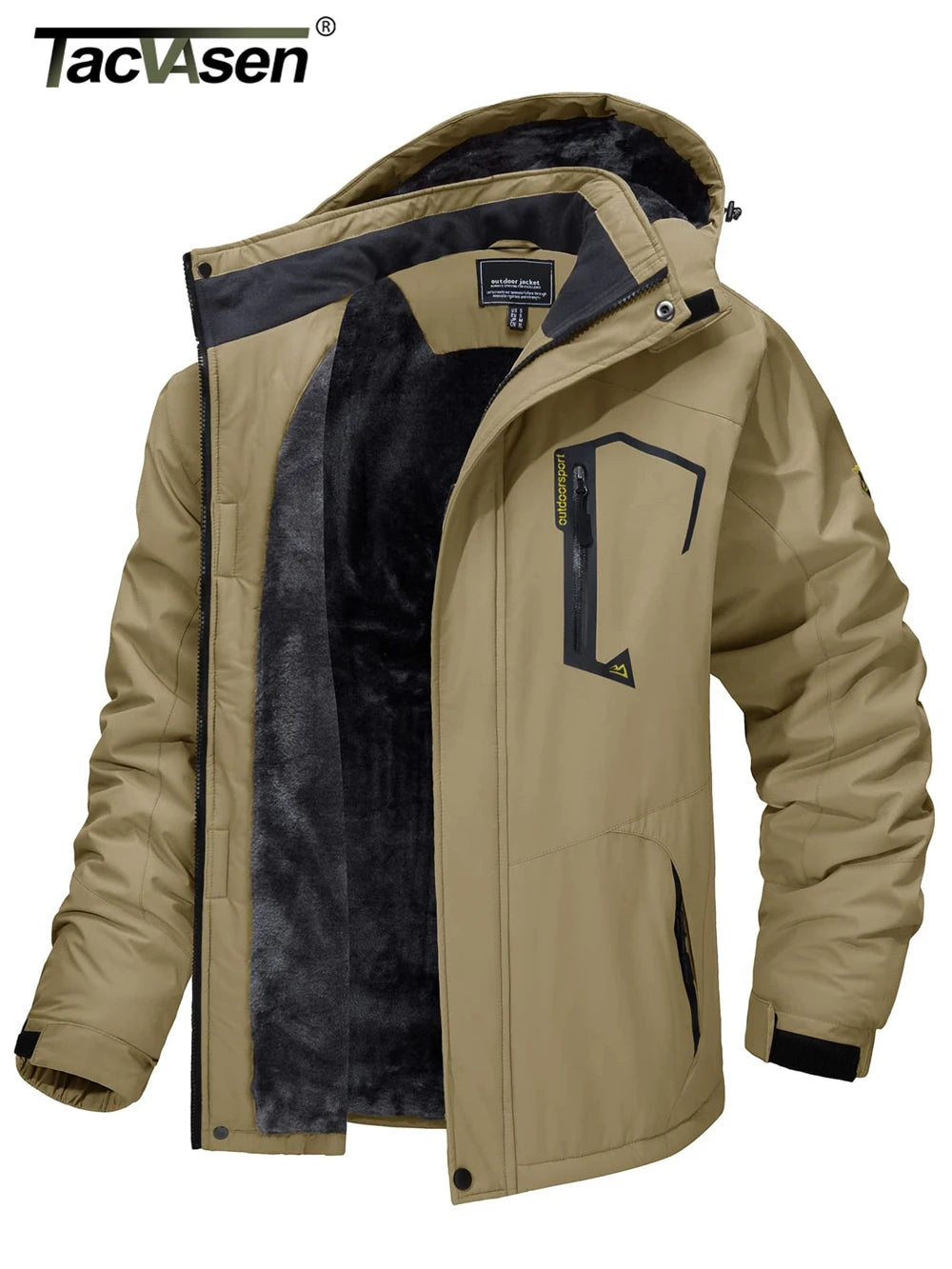 Mens Waterproof Fleece Lined Winter Hiking Jacket Snowboard Ski Coat Removable Hood Outdoor Wear