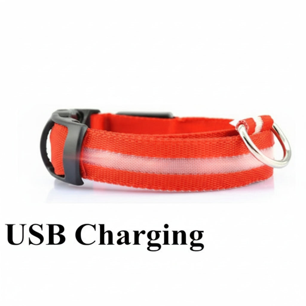 LED GLOWING DOG COLLAR Adjustable Rechargeable Flashing Luminous Night Safety Harness for Dogs