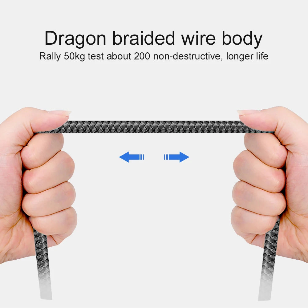 USB A to Type-C Fast Charging Cable 2A Nylon Data Cable for iPhone, Android, Huawei, Samsung Devices