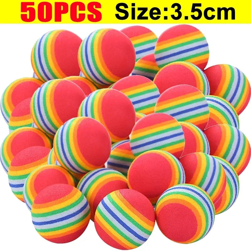 Rainbow EVA Pet Balls 3.5cm 10 Pack Soft Interactive Pet Toys for Play Exercise and Training