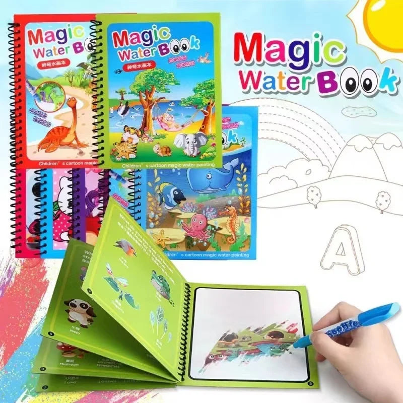 MAGICAL BOOK Reusable Water Drawing Montessori Toy Kids Sensory Colouring Book Early Education Gift