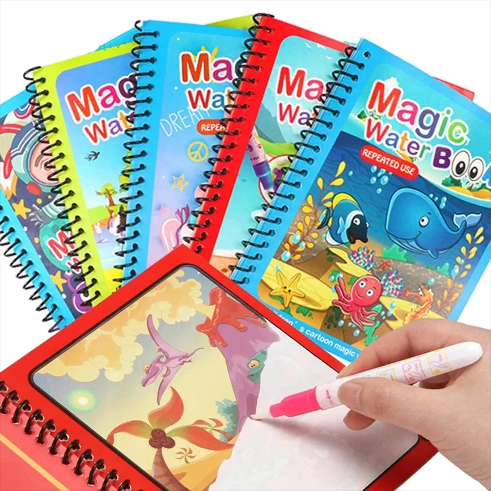 MAGICAL BOOK Reusable Water Drawing Montessori Toy Kids Sensory Colouring Book Early Education Gift