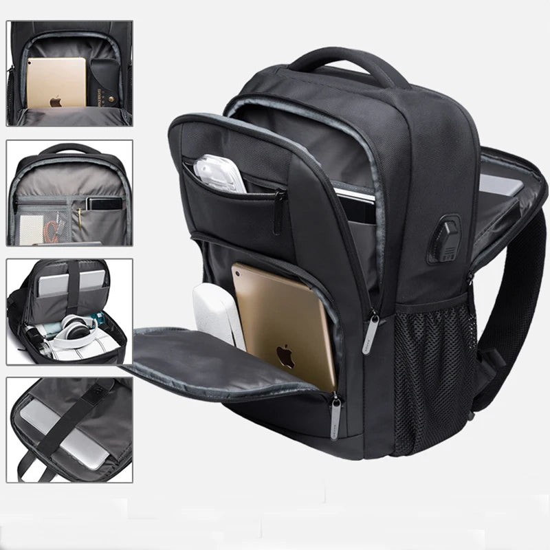 BANGE Men's Tactical Laptop Backpack with USB Charging for Business Travel School Motorcycle Use