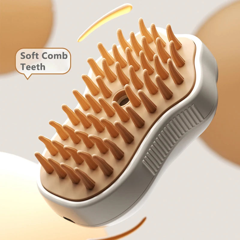 PAWSTRIP 3-in-1 Pet Grooming Brush with Steam Spray, Massage Comb & Loose Hair Removal Tool