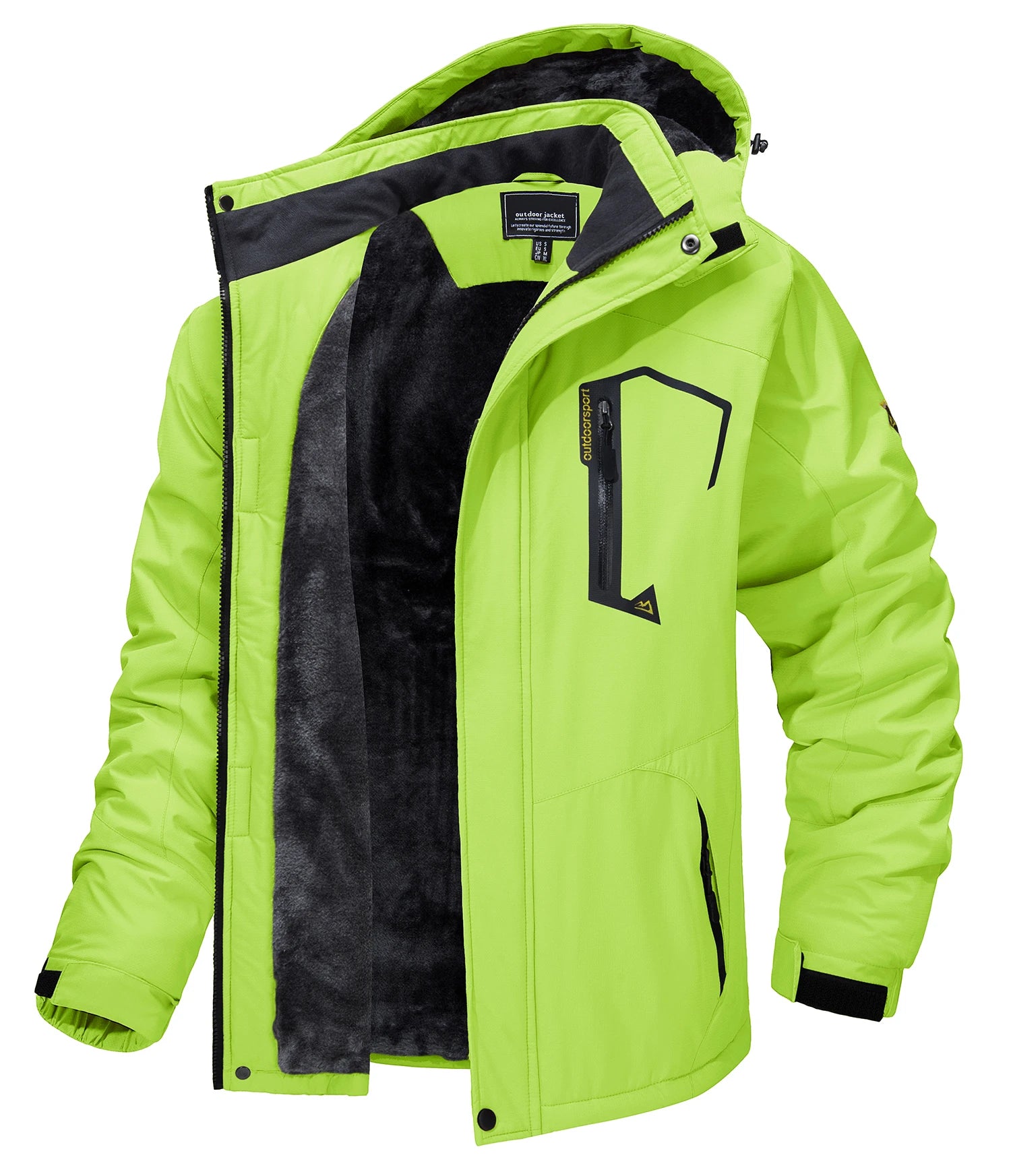 Mens Waterproof Fleece Lined Winter Hiking Jacket Snowboard Ski Coat Removable Hood Outdoor Wear
