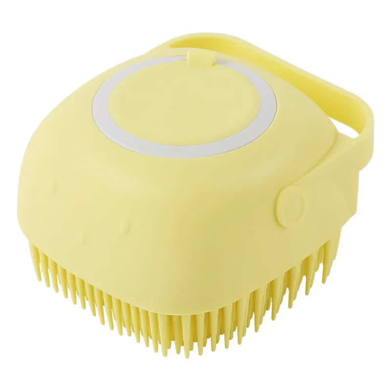 Silicone Pet Bath Brush with Built-In Soap Dispenser – Gentle Grooming for Dogs & Cats