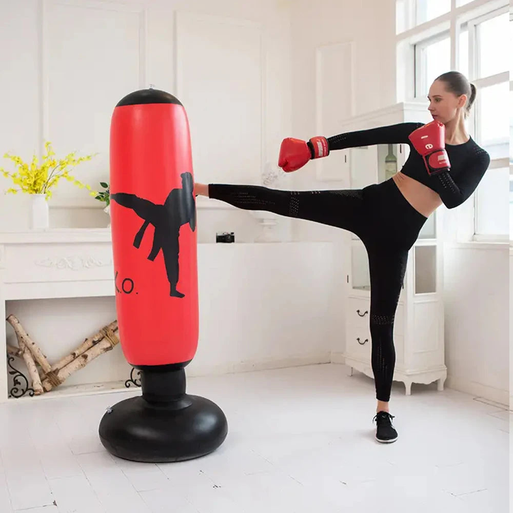Inflatable Boxing Punching Bag 160cm Free Standing KO Style Martial Arts Training Column