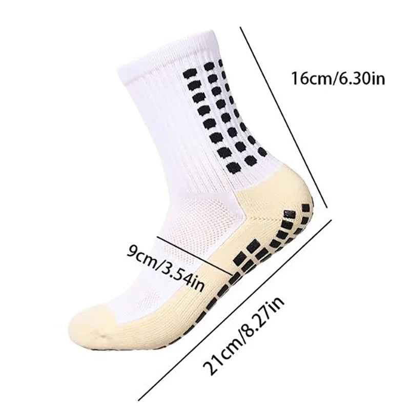 Non Slip Grip Sports Socks with Glue Dispenser Mid Calf Performance Socks for Training Fitness