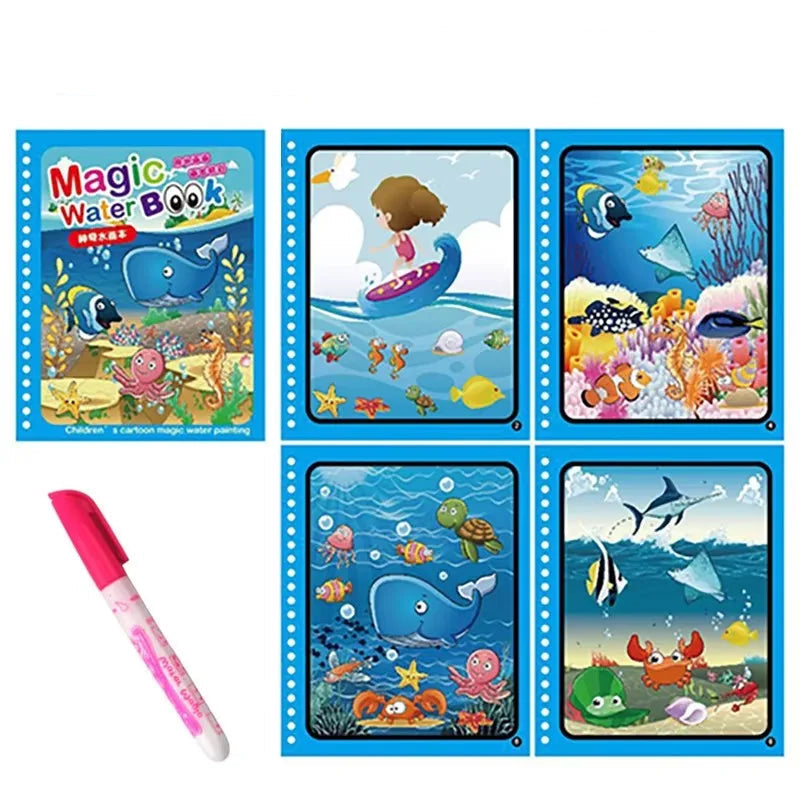 MAGICAL BOOK Reusable Water Drawing Montessori Toy Kids Sensory Colouring Book Early Education Gift