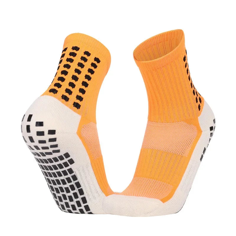 Non Slip Grip Sports Socks with Glue Dispenser Mid Calf Performance Socks for Training Fitness