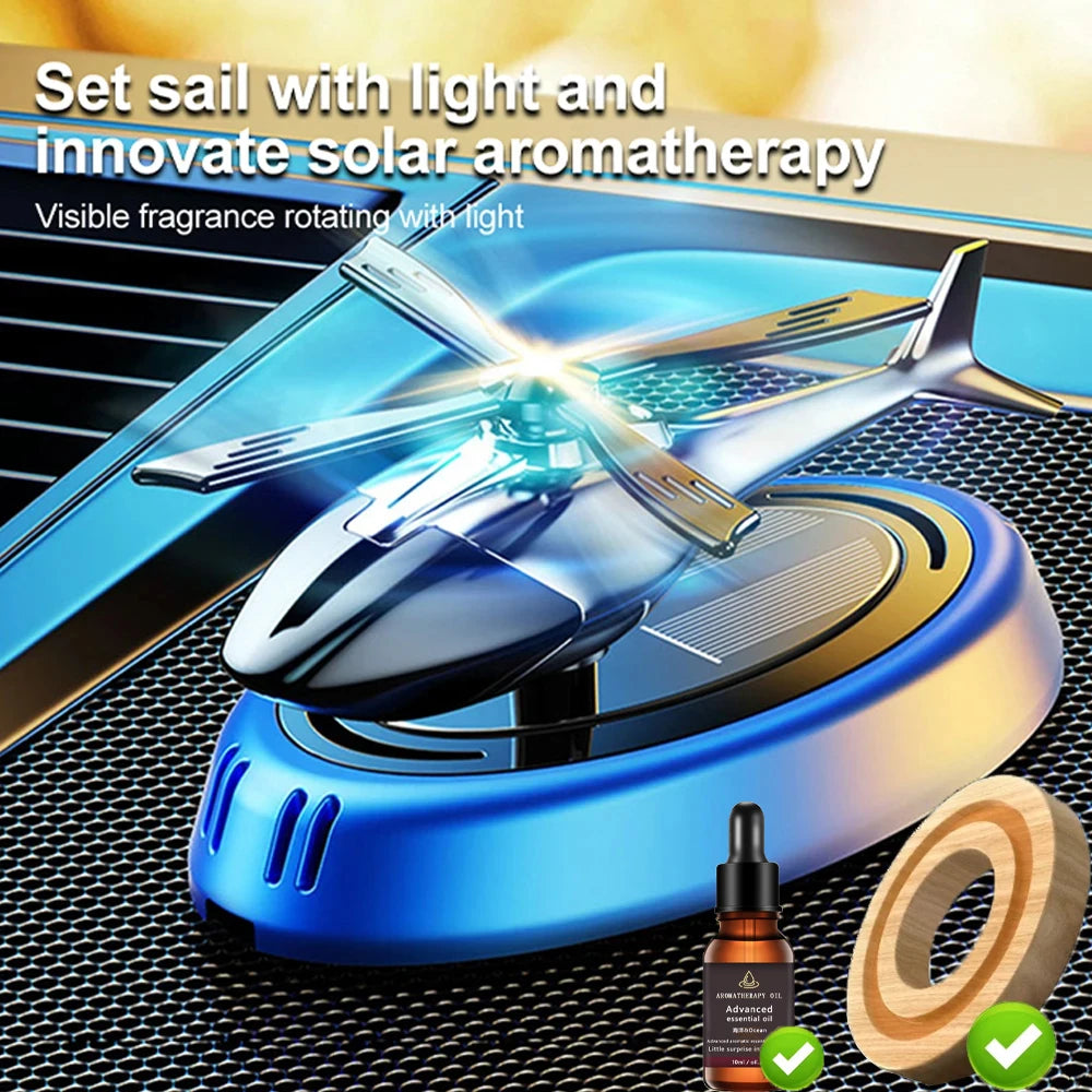 Solar Powered Helicopter Car Air Freshener – Aromatherapy Fragrance Diffuser for Fresh Driving