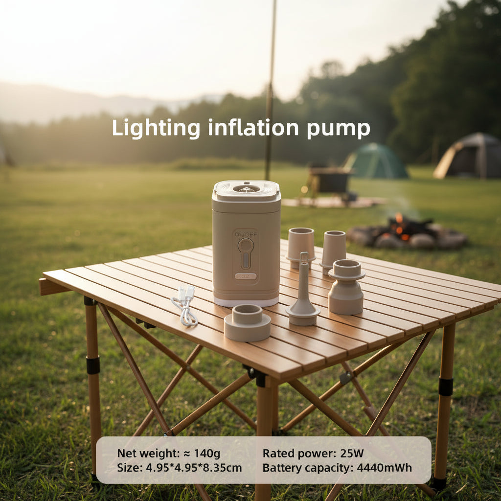 Portable Wireless Electric Air Pump Inflator Deflator Air Bed Camping Pump with LED Light