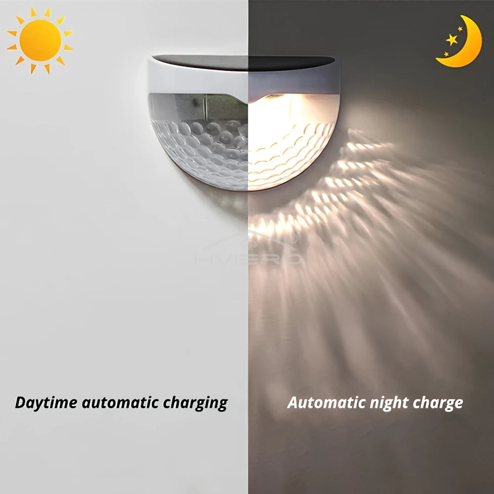 Solar Fence Lights 6 LED Beads Waterproof Garden Wall Deck Outdoor Lighting IP65 Auto On Off