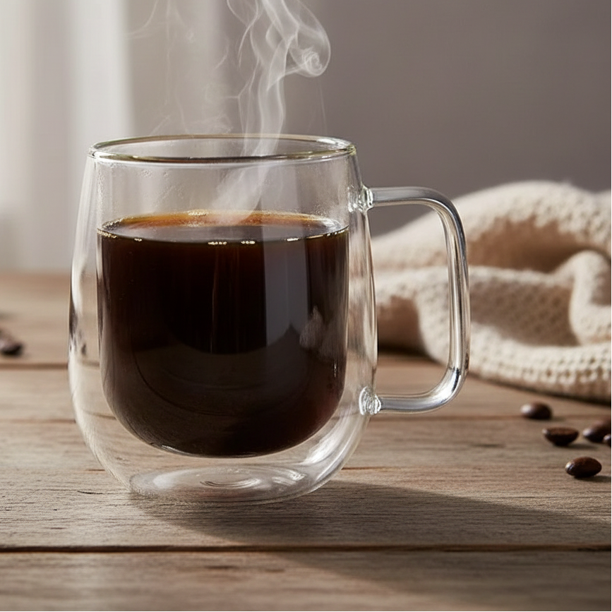 Double Wall Borosilicate Glass Mug 150–350ml Heat Resistant Coffee Tea Cup Clear with Handle