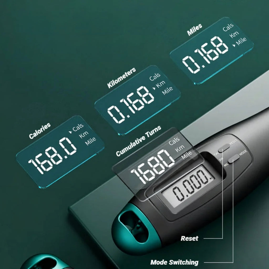 Adjustable Digital Counting Jump Rope Steel Skipping Rope Fitness Cardio Training for Adults