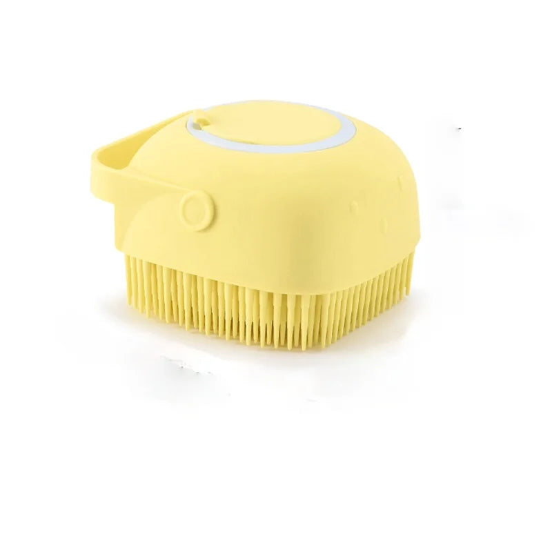 Silicone Pet Bath Brush with Built-In Soap Dispenser – Gentle Grooming for Dogs & Cats