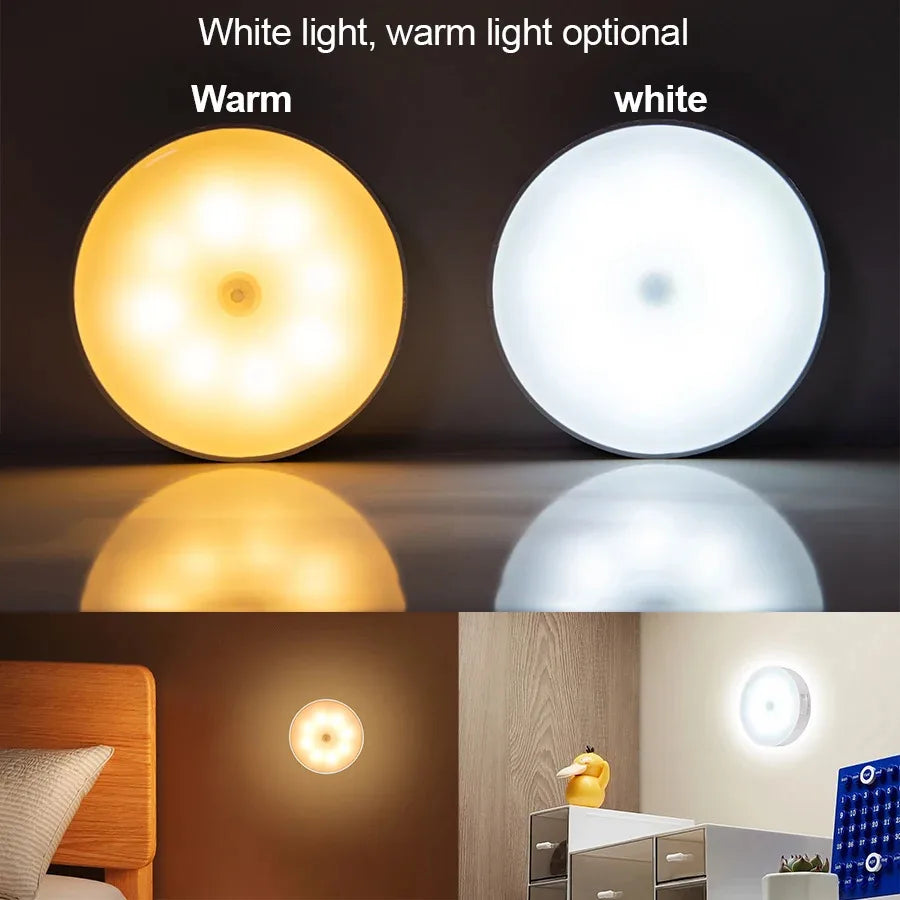 Motion Sensor LED Night Light USB Rechargeable Wireless Lamp for Kitchen Wardrobe Staircase Closet