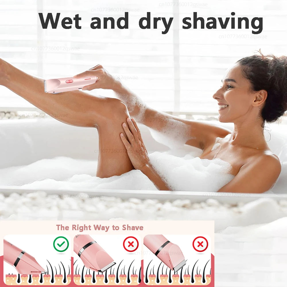 Dual Head Electric Shaver for Women Wet & Dry Body Bikini Face Trimmer Hair Removal Epilator