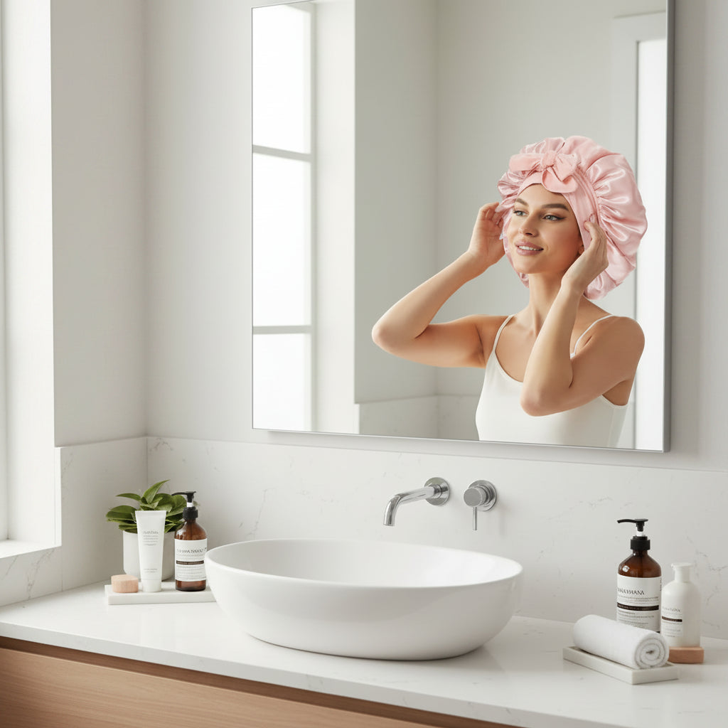 ADJUSTABLE SATIN SILK BONNET FOR SLEEPING | Unisex Hair Protection with Tie Band – 16 Colours