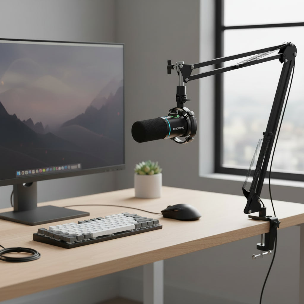 MAONO PD200XS USB XLR Dynamic Microphone Kit with Boom Arm for Streaming Gaming Podcast Studio