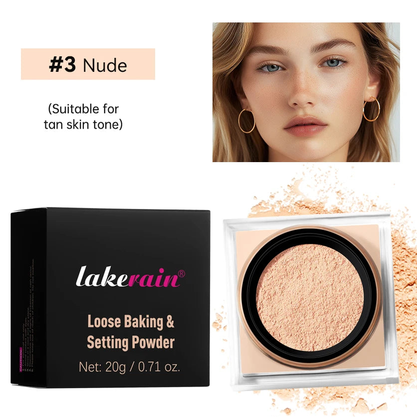 Loose Baking & Setting Powder by LAKERAIN – Long-Lasting Oil Control, Matte Finish, Smooth Texture