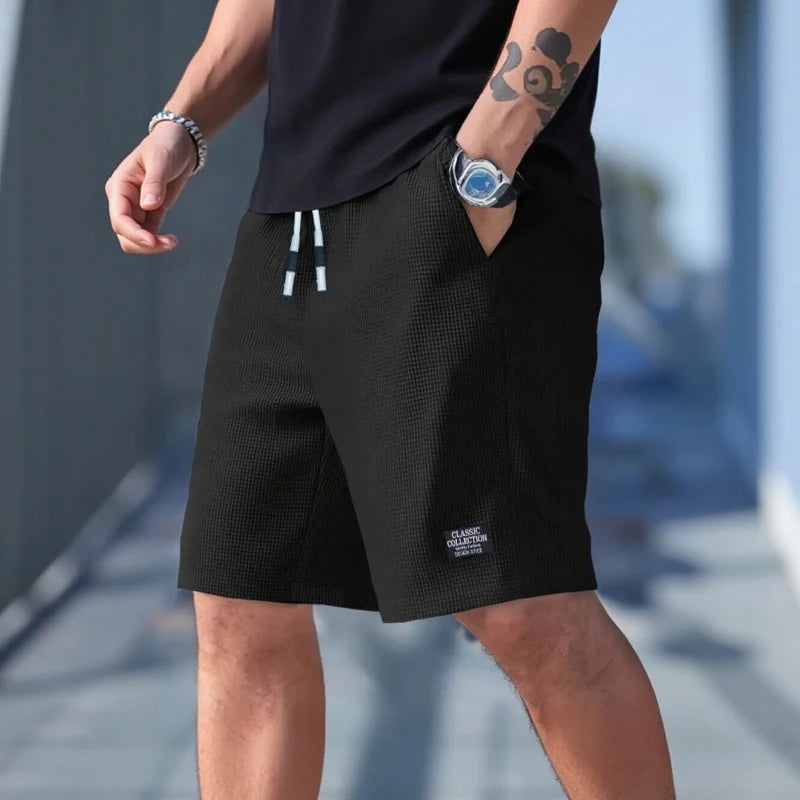 Men’s Breathable Textured Casual Sports Shorts, Summer Beach Wear, Daily Comfort & Active Lifestyle