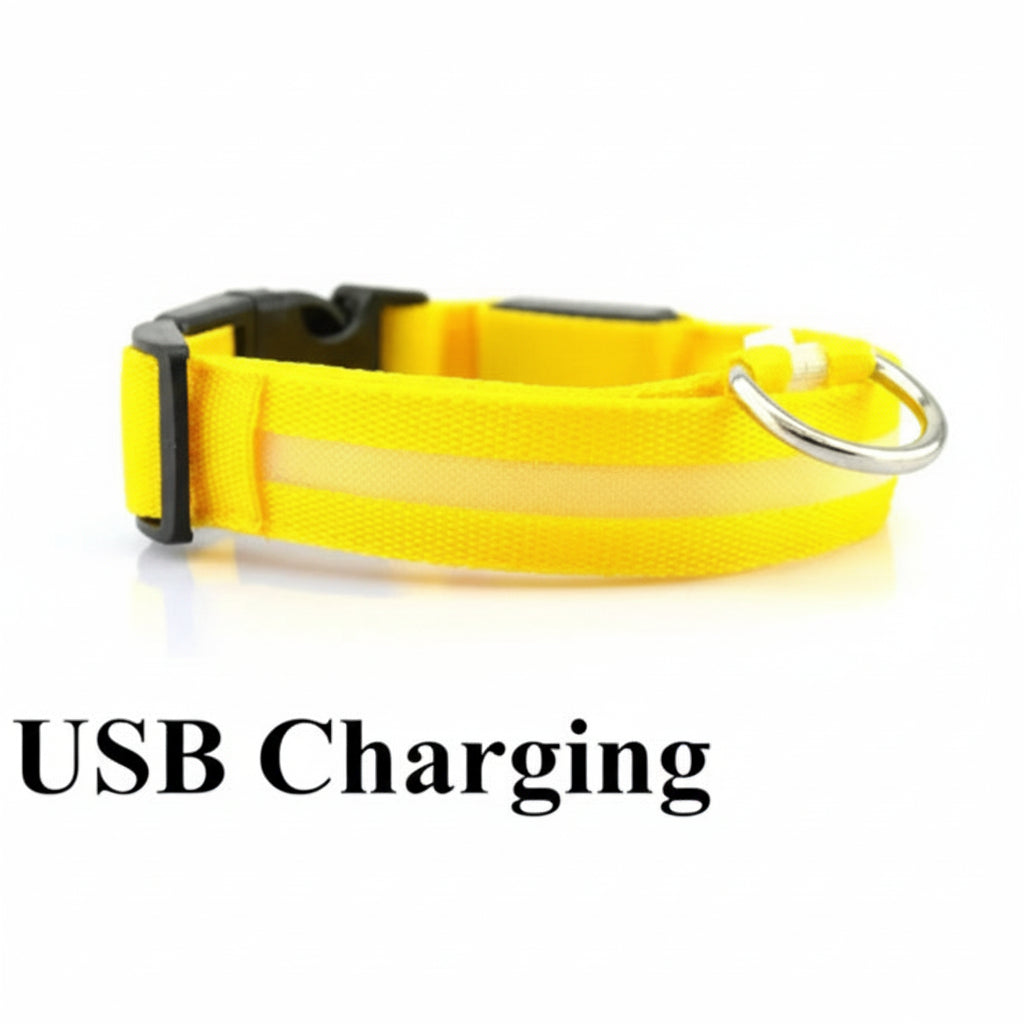 LED GLOWING DOG COLLAR Adjustable Rechargeable Flashing Luminous Night Safety Harness for Dogs