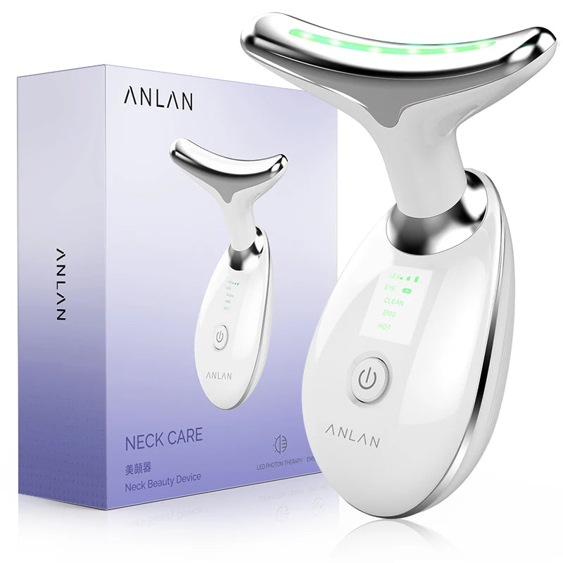 ANLAN EMS Neck Face Beauty Device LED Light Skin Tightening Facial Lifting Anti Wrinkle Tool