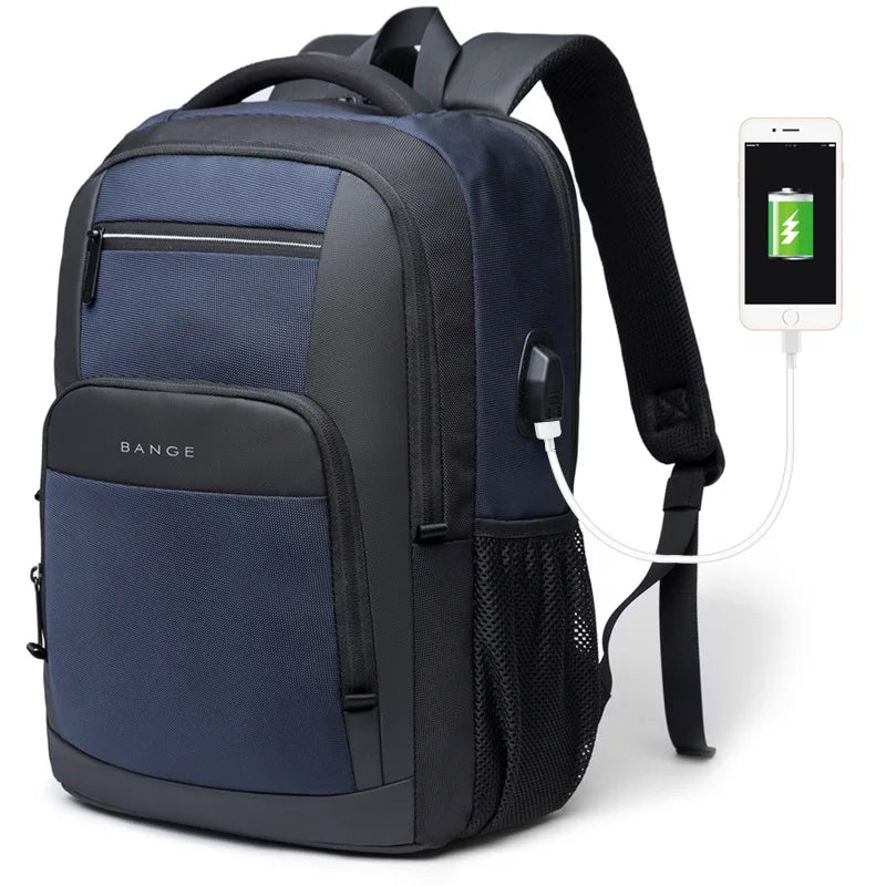 BANGE Men's Tactical Laptop Backpack with USB Charging for Business Travel School Motorcycle Use