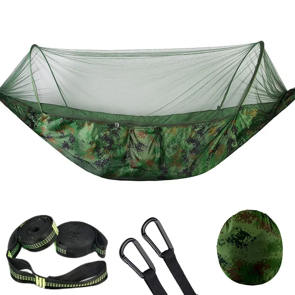 Lightweight Hammock with Mosquito Net Backpacking Nylon Tree Strap Ultralight 2 in 1 Camping Gear
