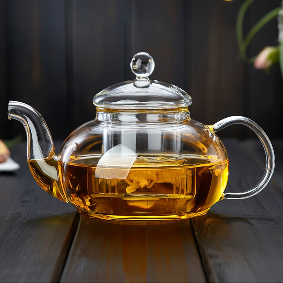 Heat Resistant Borosilicate Glass Teapot with Infuser 400ml to 1000ml Flower Tea Pot Loose Leaf Tea