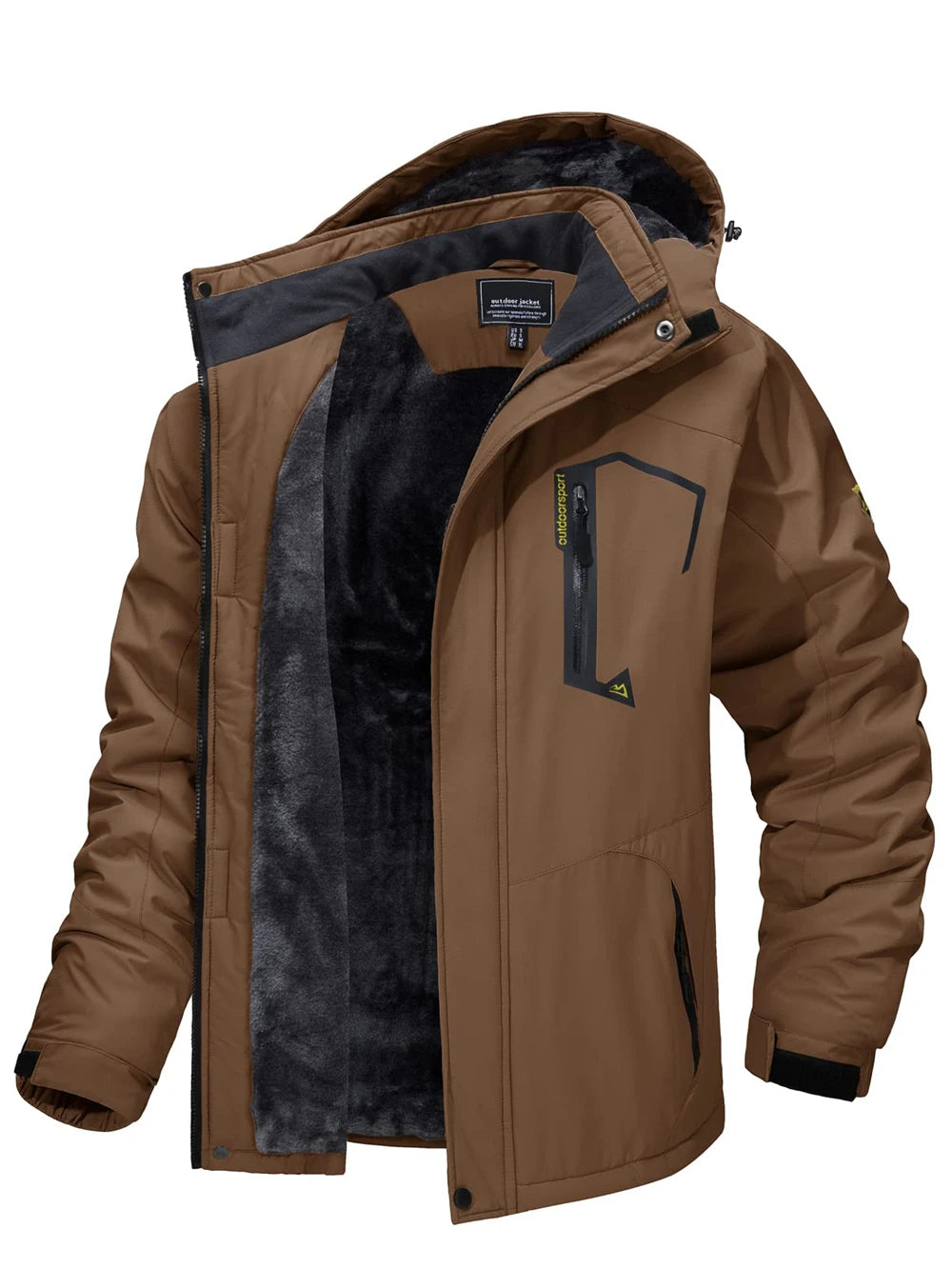 Mens Waterproof Fleece Lined Winter Hiking Jacket Snowboard Ski Coat Removable Hood Outdoor Wear