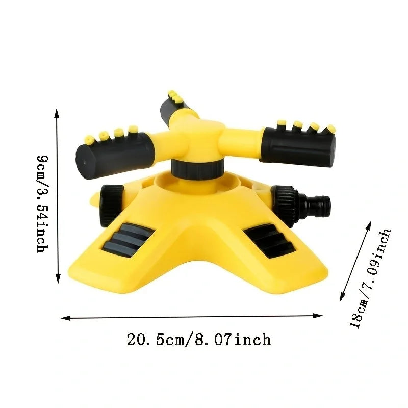 360 Degree Rotating Garden Sprinkler Three Pronged Automatic Watering System for Lawns and Plants