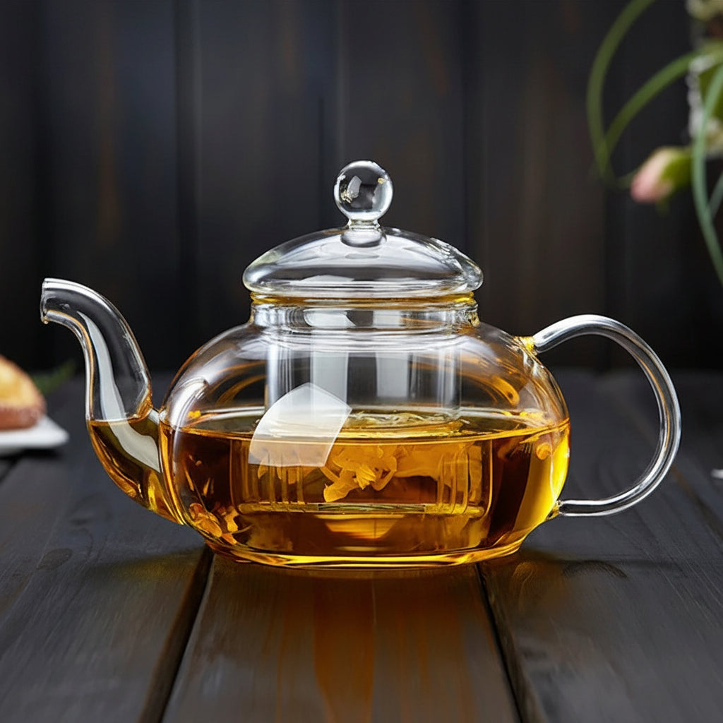 Heat Resistant Borosilicate Glass Teapot with Infuser 400ml to 1000ml Flower Tea Pot Loose Leaf Tea
