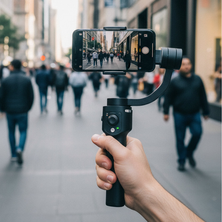 AOCHUAN 3 Axis Smartphone Gimbal Stabiliser with RGB Lights Bluetooth Vlog Video Tripod Mount