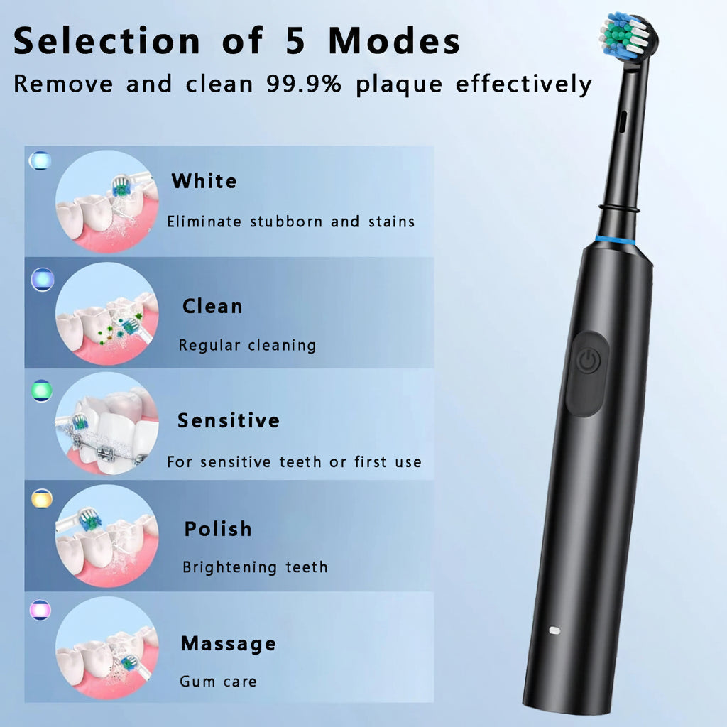 Electric Toothbrush rechargeable for adults with teeth whitening plaque removal 5 modes and 8 heads