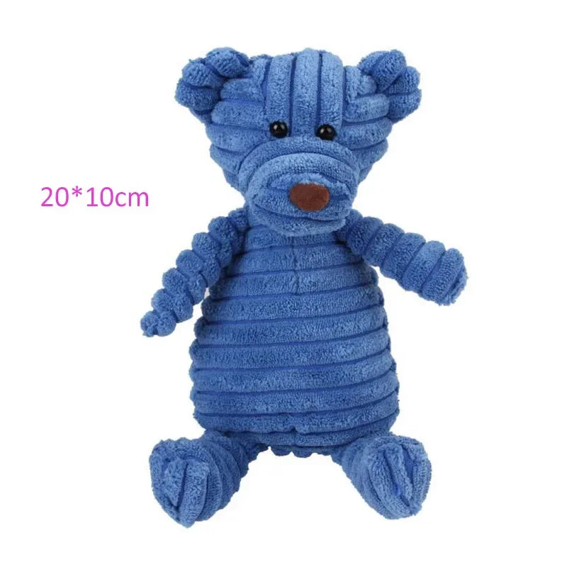 Corduroy Squeaky Dog Toy – Durable Chew Plush Animal Toy for Puppies, Small, Medium & Large Dogs
