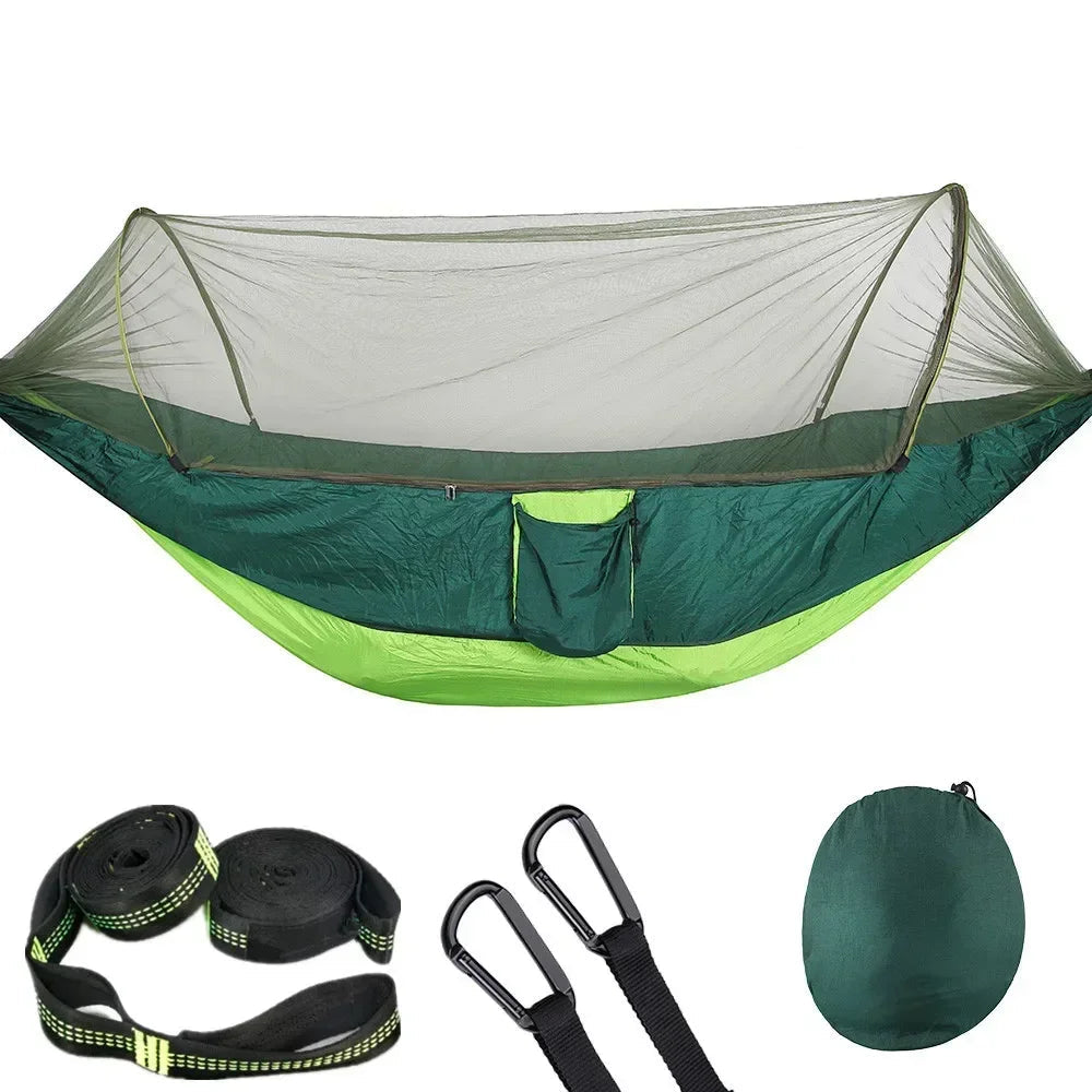 Lightweight Hammock with Mosquito Net Backpacking Nylon Tree Strap Ultralight 2 in 1 Camping Gear