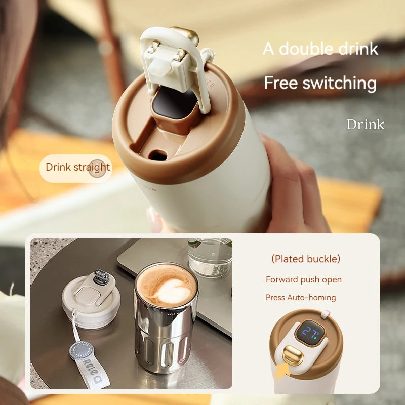 450ML Stainless Steel Thermos Water Bottle LED Temperature Display Coffee Travel Mug Flask